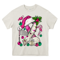 Cream Pink Christmas Breast Cancer Ribbon Volleyball Heavy Core Tee - BundleAndBundleShop