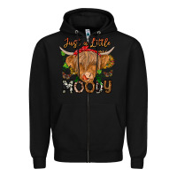 Black Just a Little Moody Zipper Hoodie - CowhideDigitalArt