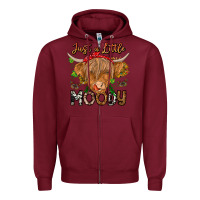 Burgundy Just a Little Moody Zipper Hoodie - CowhideDigitalArt