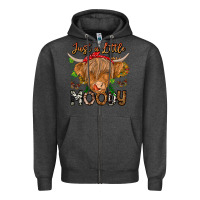 Charcoal Heather Just a Little Moody Zipper Hoodie - CowhideDigitalArt