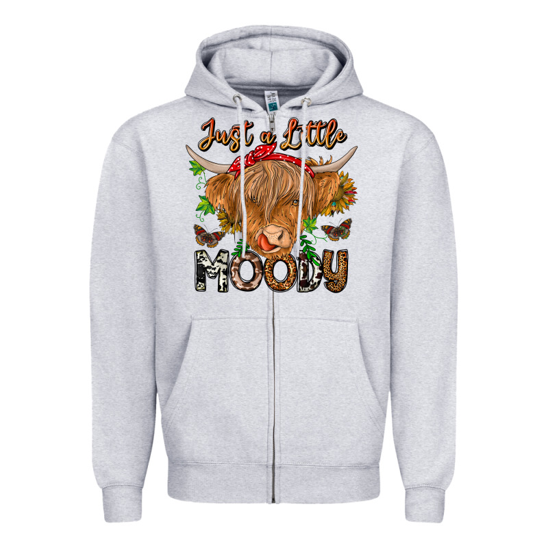 Just A Little Moody Zipper Hoodie by CowhideDigitalArt | Teevron