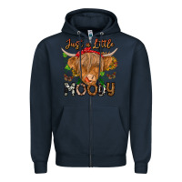 Navy Just a Little Moody Zipper Hoodie - CowhideDigitalArt