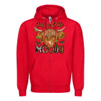 Red Just a Little Moody Zipper Hoodie - CowhideDigitalArt