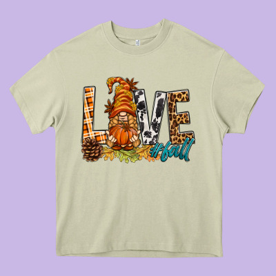 Love Fall Gnome Heavy Core Tee Designed By Bundleandbundleshop
