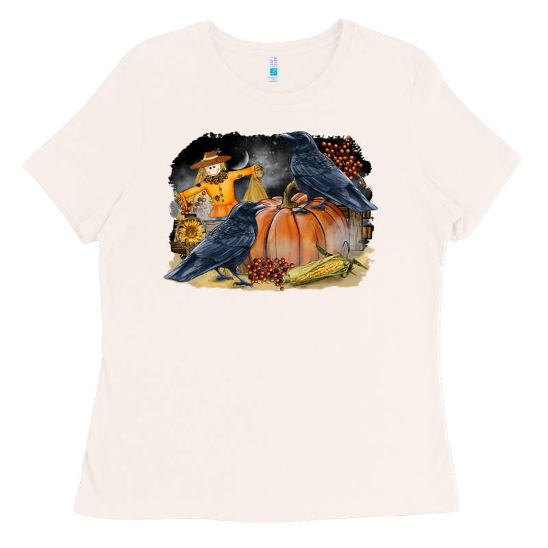Fall Background With Crow Ladies Tee by LillyAllenDesigns | Teevron