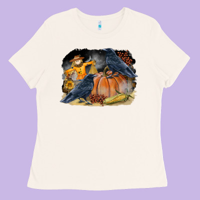 Fall Background With Crow Ladies Tee Designed By Lillyallendesigns