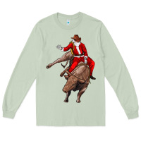 Matcha santa riding a bull Long Sleeve Tee - CowGirlArtShop