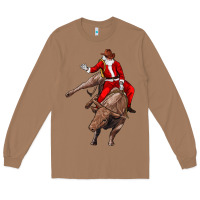 Toasted Coconut santa riding a bull Long Sleeve Tee - CowGirlArtShop