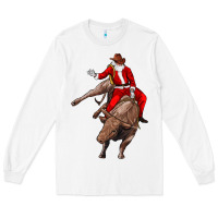 White santa riding a bull Long Sleeve Tee - CowGirlArtShop