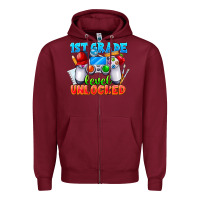 Burgundy 1st Grade Level Unlocked Zipper Hoodie - CowhideDigitalArt