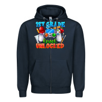 Navy 1st Grade Level Unlocked Zipper Hoodie - CowhideDigitalArt