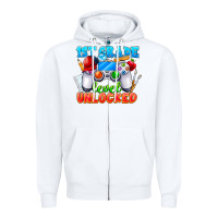 White 1st Grade Level Unlocked Zipper Hoodie - CowhideDigitalArt