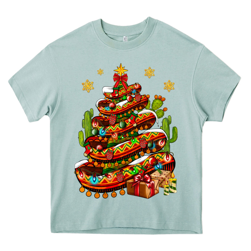 Christmas Feliz Navidad Sombrero Tree Heavy Core Tee by BundleAndBundleShop | Teevron