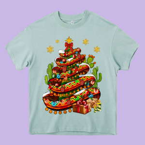 Christmas Feliz Navidad Sombrero Tree Heavy Core Tee Designed By Bundleandbundleshop