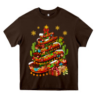 Chocolate Brown Christmas Feliz Navidad Sombrero Tree Heavy Core Tee - BundleAndBundleShop