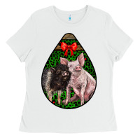 White christmas pig Ladies Tee - LillyAllenDesigns