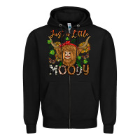 Black Just a Little Moody Zipper Hoodie - CowhideDigitalArt