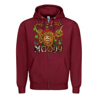 Burgundy Just a Little Moody Zipper Hoodie - CowhideDigitalArt