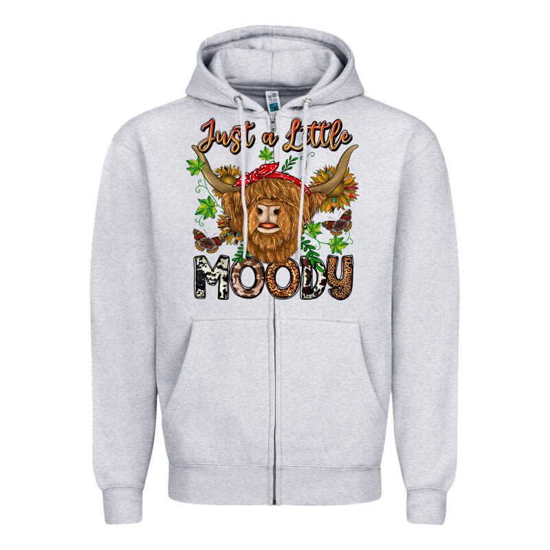Just A Little Moody Zipper Hoodie by CowhideDigitalArt | Teevron