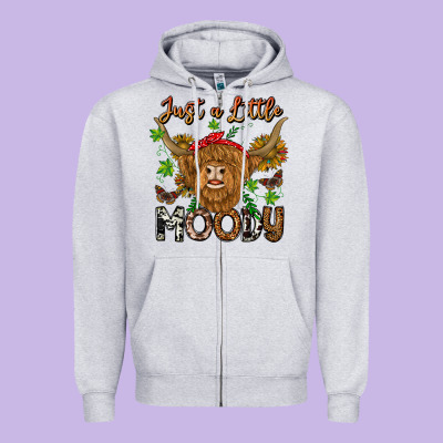 Just A Little Moody Zipper Hoodie Designed By Cowhidedigitalart