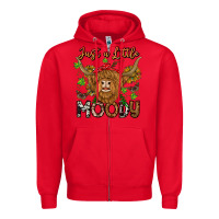 Red Just a Little Moody Zipper Hoodie - CowhideDigitalArt