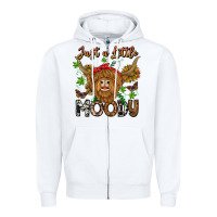White Just a Little Moody Zipper Hoodie - CowhideDigitalArt