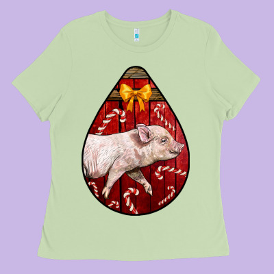 Christmas Pig Ladies Tee Designed By Lillyallendesigns