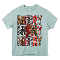 Merry Merry Merry Christmas Lightning Bolt Heavy Core Tee | Teevron