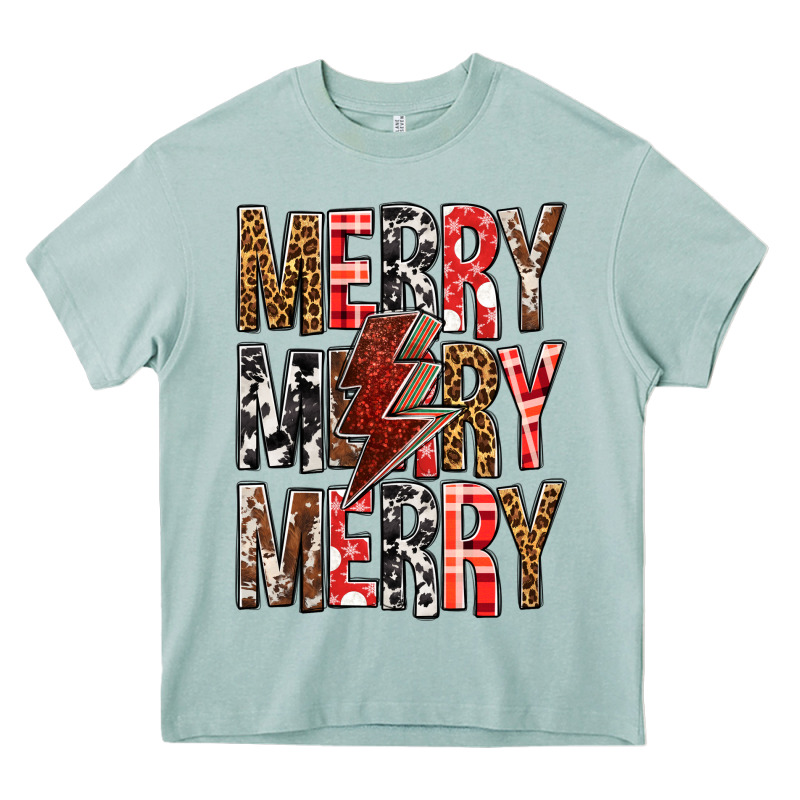 Merry Merry Merry Christmas Lightning Bolt Heavy Core Tee by BundleAndBundleShop | Teevron