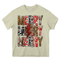 Mossy Merry Merry Merry Christmas Lightning Bolt Heavy Core Tee - BundleAndBundleShop