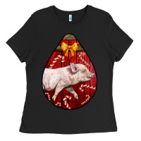 Black christmas pig Ladies Tee - LillyAllenDesigns