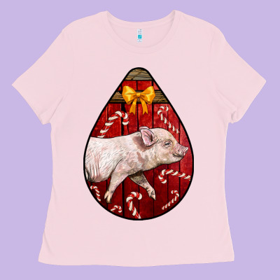Christmas Pig Ladies Tee Designed By Lillyallendesigns