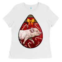 White christmas pig Ladies Tee - LillyAllenDesigns