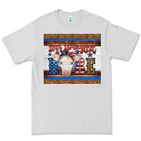 Dove Grey 4th of July Western Star Spangled Baby Cow Premium Tee - LillyAllenDesigns
