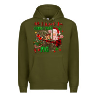 Army Green all i want for christmas is a pig Premium Hoodie - FaDigitalArtStudio