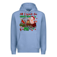 Colony Blue all i want for christmas is a pig Premium Hoodie - FaDigitalArtStudio