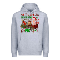Heather Grey all i want for christmas is a pig Premium Hoodie - FaDigitalArtStudio