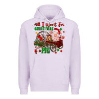 Lilac all i want for christmas is a pig Premium Hoodie - FaDigitalArtStudio