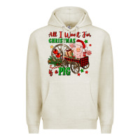 Oatmeal Heather all i want for christmas is a pig Premium Hoodie - FaDigitalArtStudio