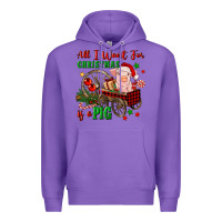 Purple all i want for christmas is a pig Premium Hoodie - FaDigitalArtStudio