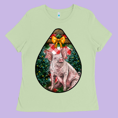 Christmas Pig Ladies Tee Designed By Lillyallendesigns