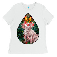 White christmas pig Ladies Tee - LillyAllenDesigns
