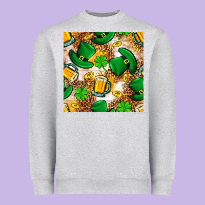 St. Patricks Day Hat Digital Paper Heavyweight Sweatshirt Designed By Bundleandbundleshop