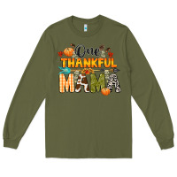 Army Green one thankful mama Long Sleeve Tee - CowGirlArtShop