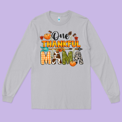 One Thankful Mama Long Sleeve Tee Designed By Cowgirlartshop