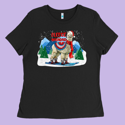 Fleece Navidad Alpaca Mountains Ladies Tee Designed By Lillyallendesigns