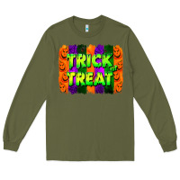 Army Green trick or treat brushstroke Long Sleeve Tee - Jasminsmagicworld