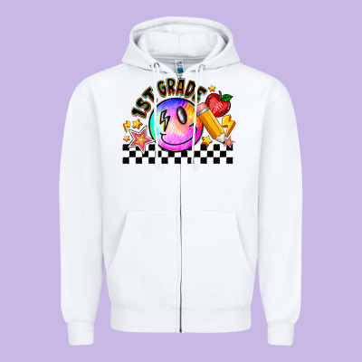 1st Grade Zipper Hoodie Designed By Cowhidedigitalart