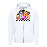 White 1St Grade Zipper Hoodie - CowhideDigitalArt