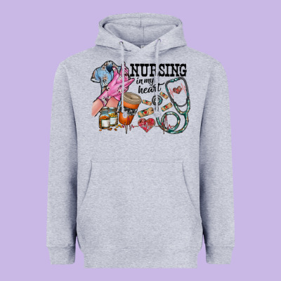 Nursing In My Heart Heavyweight Hoodie Designed By Racoondesign